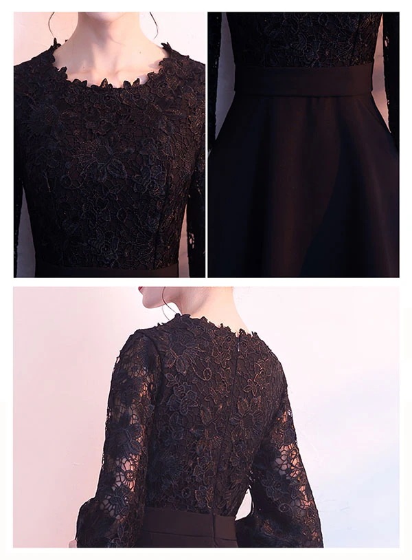 HOT!!!ドレス 大人 ピアノ 発表会 ロングドレス 演奏会 結婚式 母親 ドレス ピアノ発表会 黒 袖付き ロング パーティードレス丈 ミモレ丈 フォーマル ワンピース 小さいサイズ 大きいサイズ