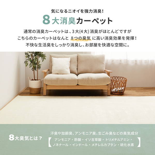 カーペット ラグマット 絨毯 国産 高機能 江戸間 3畳用 176x261cm リクリア ペット対応 消臭 抗菌 防臭 敷き詰め 日本製