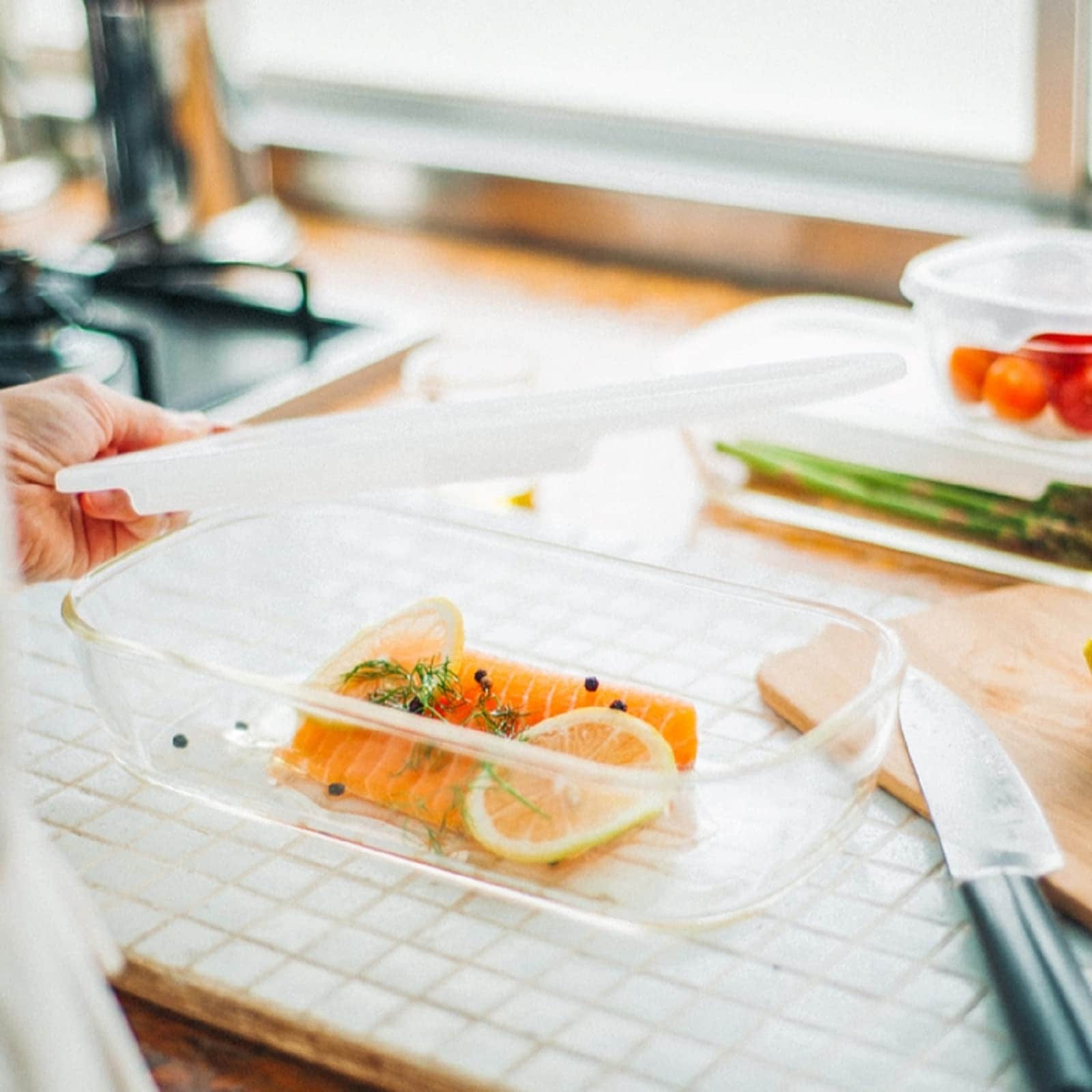 HARIO(ハリオ) 日本製 耐熱ガラス 製 保存容器 角 900ml BUONO kitchen KSTL-90-TW 6個セット クリア HARIO(ハリオ) 日本製 耐熱ガラス 製 保存容器 角 900ml BUONO kitchen KSTL-90-TW 6個セット クリア