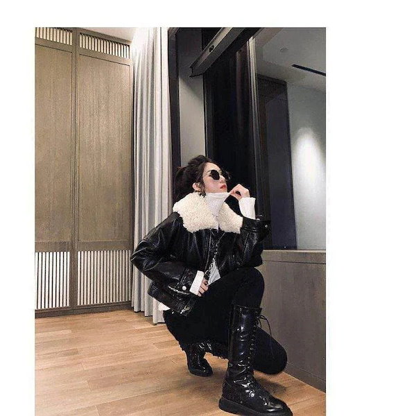 Qoo10] 2025レザージャケット 裏ボア レディ