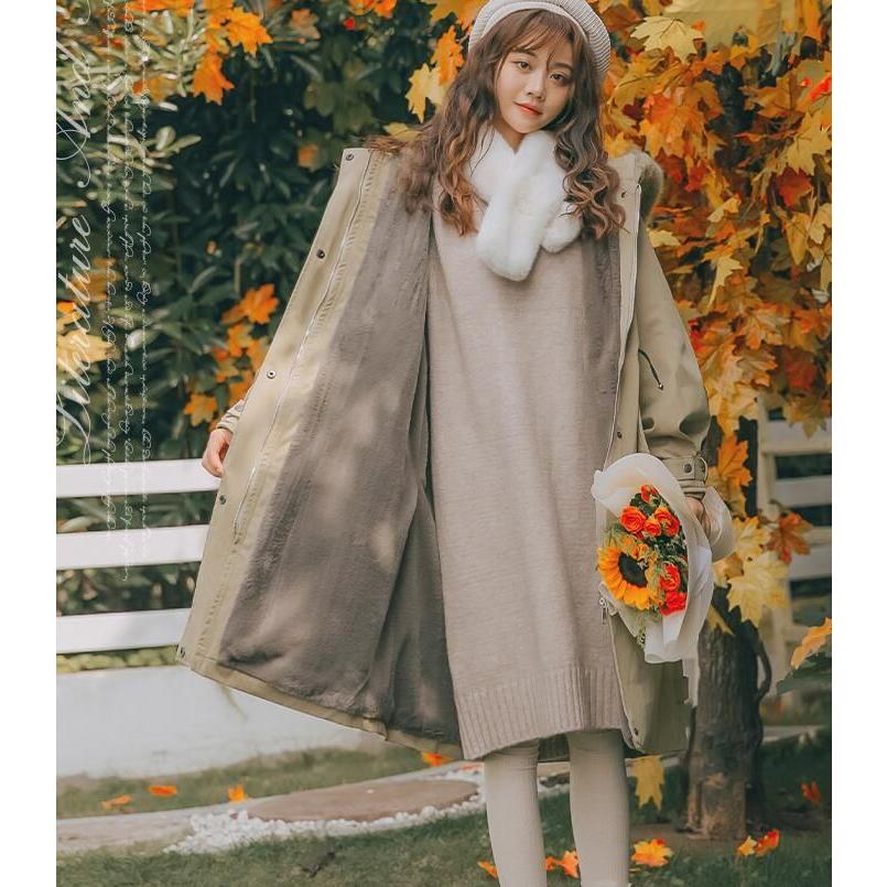 モッズコート超ロングコートレディース裏ボアボアコートロングコート裏起毛コートファー付き防寒着秋冬アウター大きいサイズ