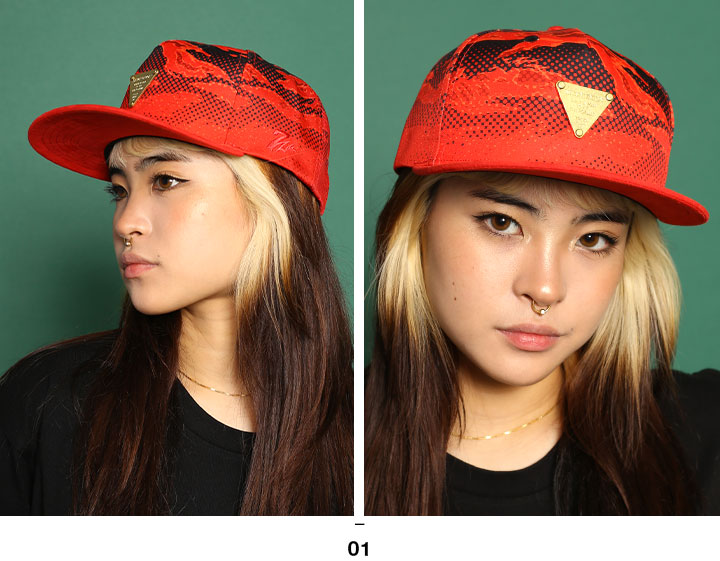 7union キャップ レディース 全2色 帽子 深め おしゃれ かわいい 金プレート バイカラー 切り替え 迷彩柄 タイガーカモ 日除け