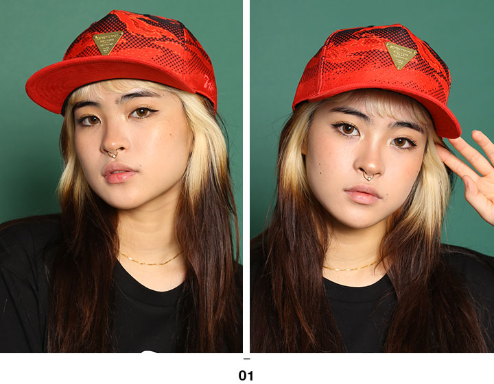 7union キャップ レディース 全2色 帽子 深め おしゃれ かわいい 金プレート バイカラー 切り替え 迷彩柄 タイガーカモ 日除け