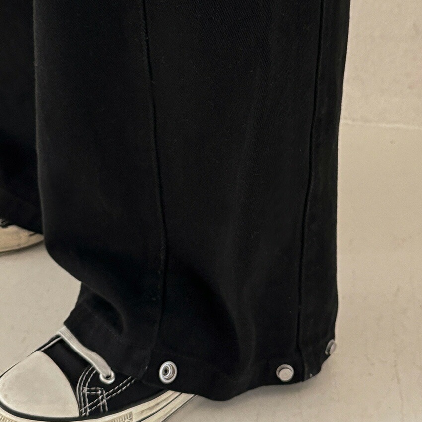 [メガ割りSALE]3TYPEスナップボタンヘムタックワイドパンツ