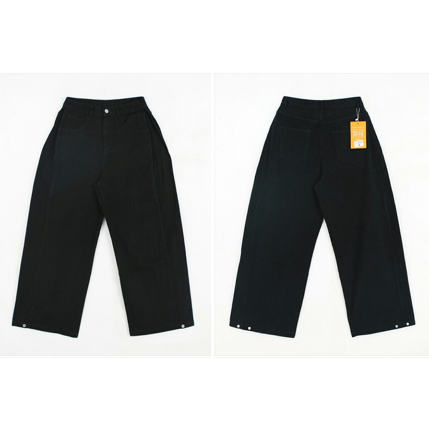 [メガ割りSALE]3TYPEスナップボタンヘムタックワイドパンツ