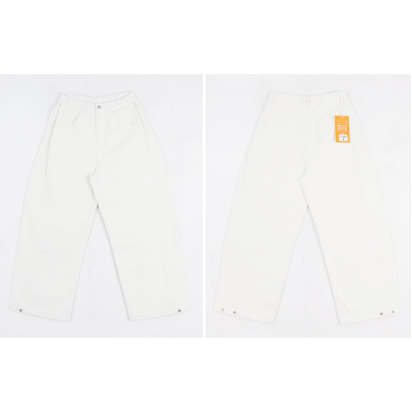 [メガ割りSALE]3TYPEスナップボタンヘムタックワイドパンツ