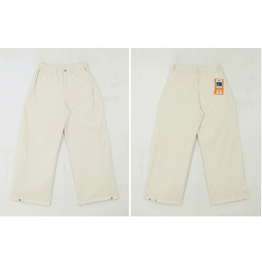 [メガ割りSALE]3TYPEスナップボタンヘムタックワイドパンツ