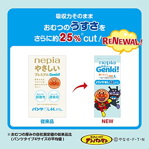 ネピアGENKI! 【パンツ Lサイズ】 アンパンマン おむつ ネピア やさしいGENKI! パンツ (914kg)144枚(48枚3) [ケース品]