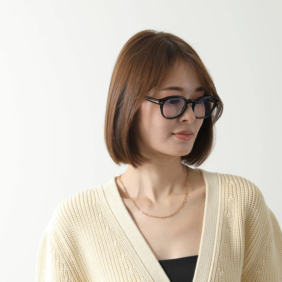 TOM FORD トムフォード メガネ TF5871-B FT5871-B レディース ウェリントン型 フルリム めがね 眼鏡 伊達メガネ ブルーライトカット Tロゴ アイウェア 001