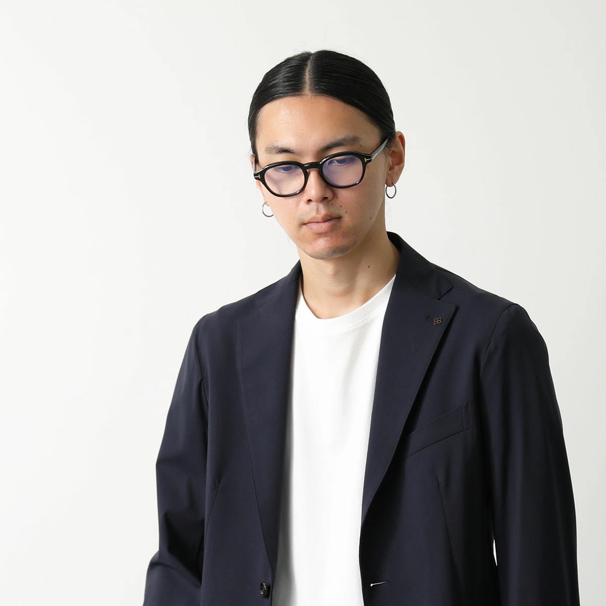 TOM FORD トムフォード メガネ TF5871-B FT5871-B レディース ウェリントン型 フルリム めがね 眼鏡 伊達メガネ ブルーライトカット Tロゴ アイウェア 001