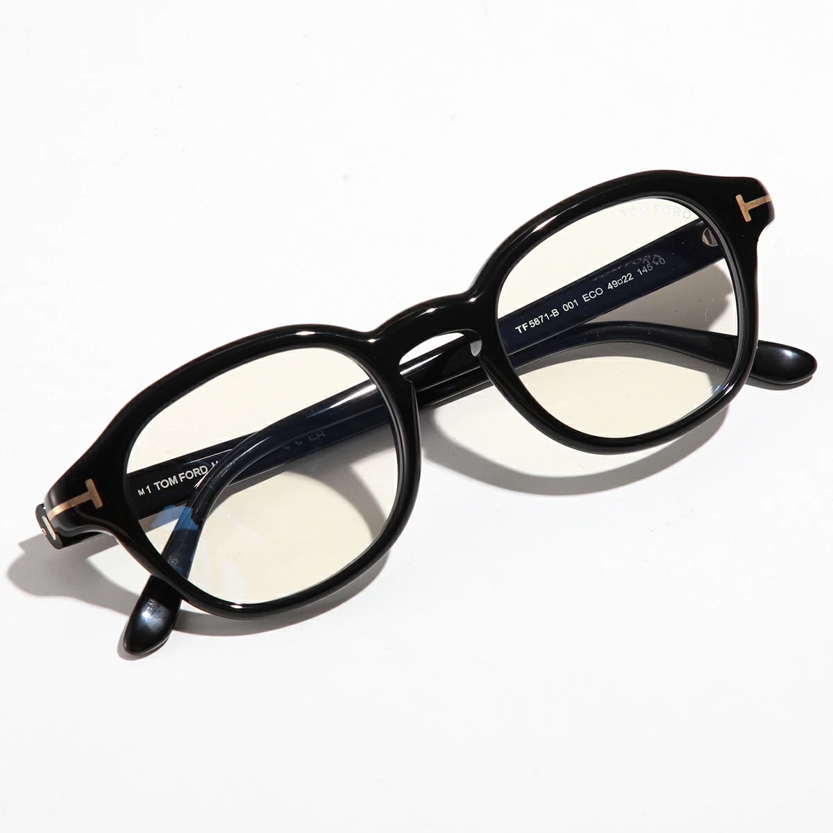 TOM FORD トムフォード メガネ TF5871-B FT5871-B レディース ウェリントン型 フルリム めがね 眼鏡 伊達メガネ ブルーライトカット Tロゴ アイウェア 001