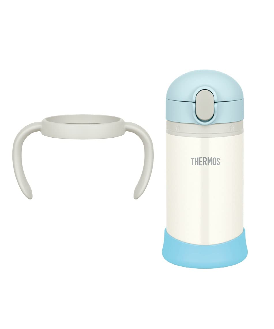 【全国送料無料】 サーモス(THERMOS) まほうびんのベビーストローマグ FJL-350 ブルーホワイト (BLWH) 350ml 水筒 子供 ステンレス製魔法びん構造 スペアストローセット付き