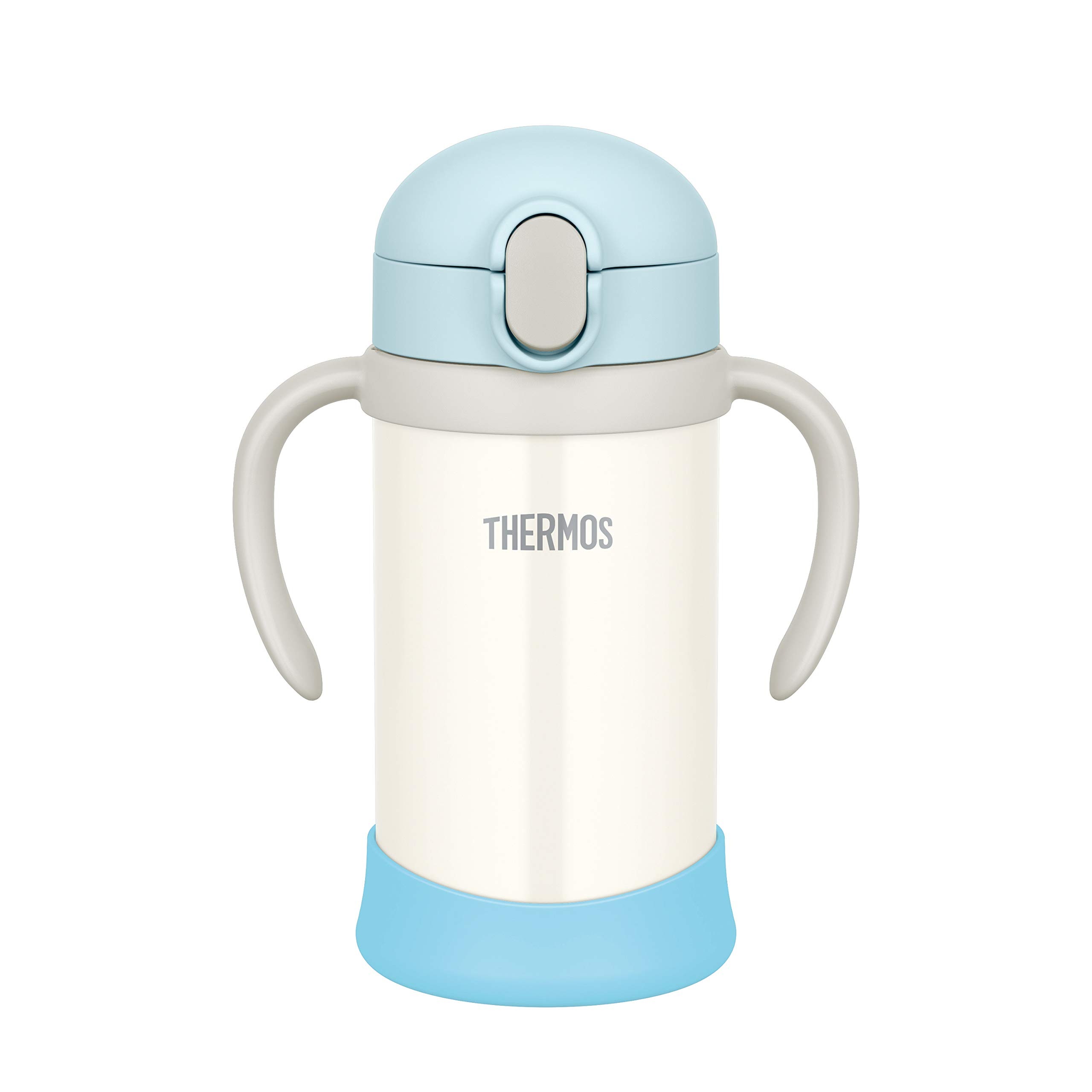 【全国送料無料】 サーモス(THERMOS) まほうびんのベビーストローマグ FJL-350 ブルーホワイト (BLWH) 350ml 水筒 子供 ステンレス製魔法びん構造 スペアストローセット付き