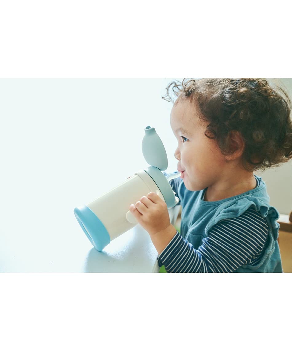 【全国送料無料】 サーモス(THERMOS) まほうびんのベビーストローマグ FJL-350 ブルーホワイト (BLWH) 350ml 水筒 子供 ステンレス製魔法びん構造 スペアストローセット付き