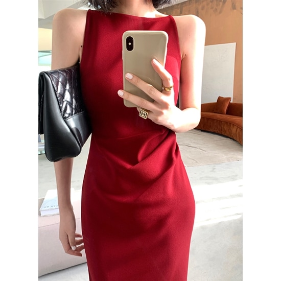 【取寄：納期2週間】ロングワンピース 大きいサイズ ノースリーブ 夏服 ロングスカート ハイウエスト シンプル