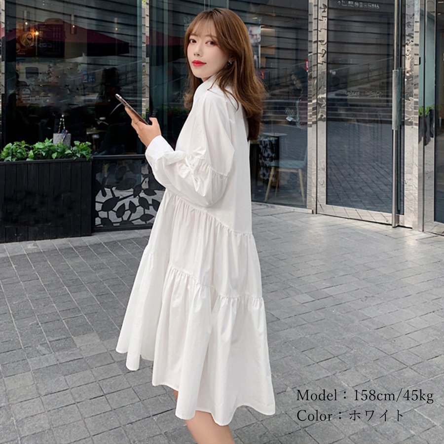 大ヒット シャツワンピース レディース ワイドフリル バレンタイン プレゼント