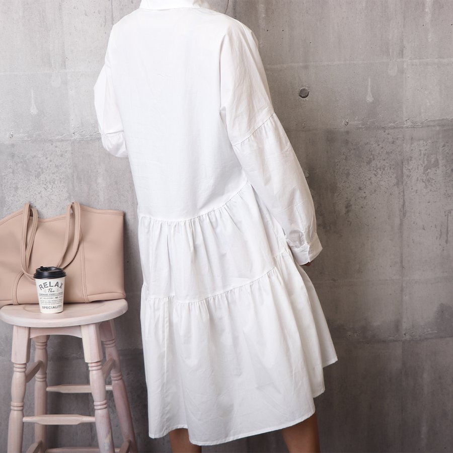 大ヒット シャツワンピース レディース ワイドフリル バレンタイン プレゼント