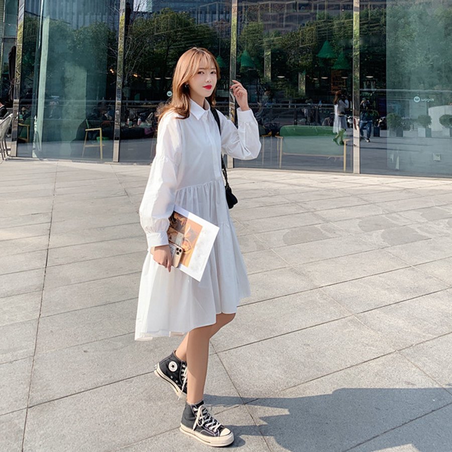 大ヒット シャツワンピース レディース ワイドフリル バレンタイン プレゼント