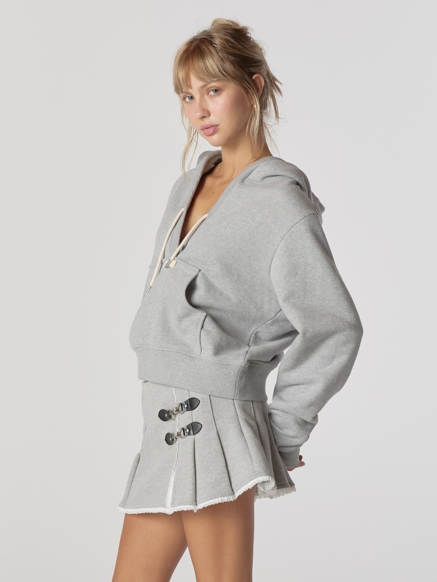 【GLOWNY】 CIAO V CUT HOODIE : GRAY 【GLOWNY】 CIAO V CUT HOODIE : GRAY