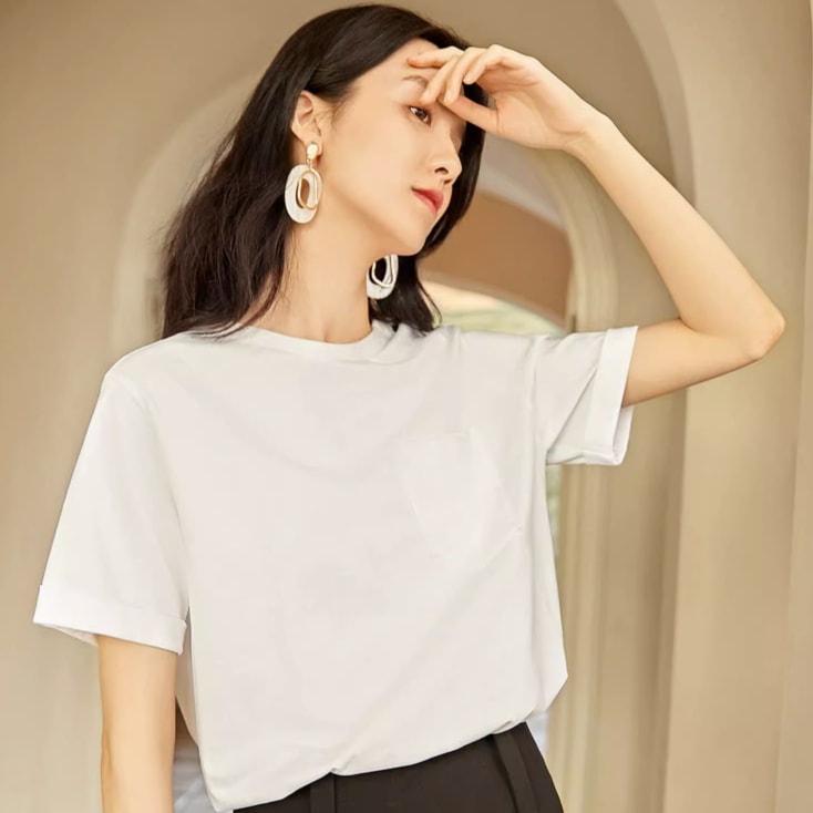 トップス Tシャツ シャツ 白シャツ トップス 袖あり 半袖 ラウンドネック 襟なし かわいい 大人可愛い カジュアル おしゃれ お洒落 大人可愛い こなれ感 ラフ 楽天市場】Tシャツ カットソー ブラウス トップス 送料無料 半袖