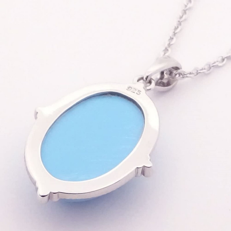 天然ターコイズ （トルコ石） ペンダント ネックレス オーバルタイプ一粒ストーン 【誕生石12月】 14218