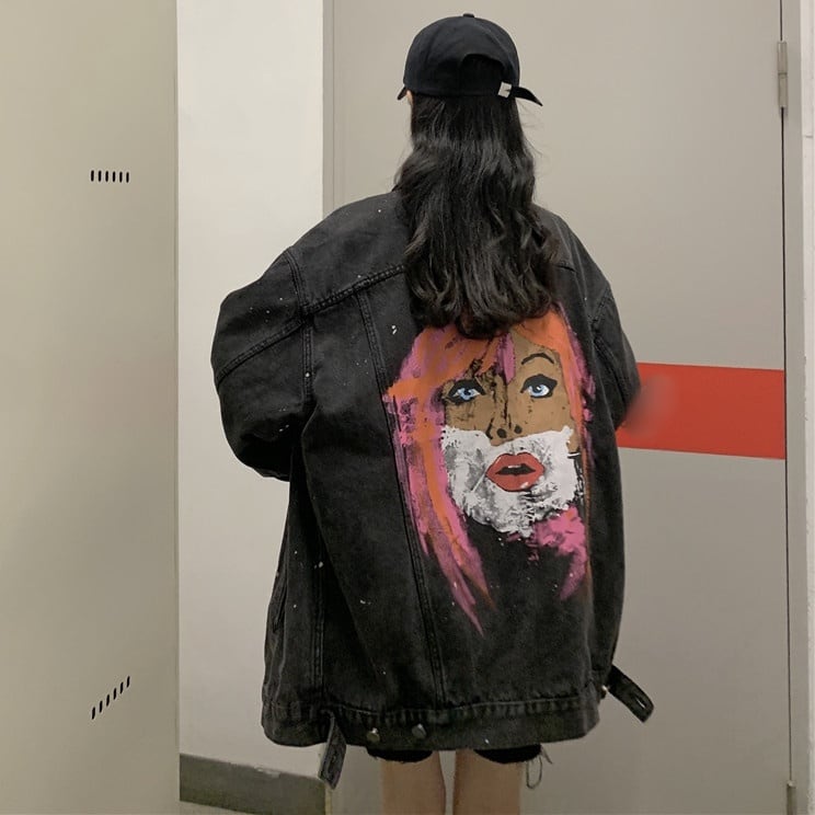レディース アウター ジャケット デニムジャケット Gジャン バックプリント グラフィックペイント レディース アウター ジャケット デニムジャケット Gジャン バックプリント グラフィックペイント