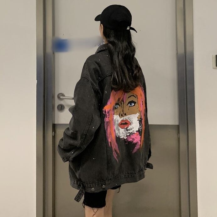 レディース アウター ジャケット デニムジャケット Gジャン バックプリント グラフィックペイント レディース アウター ジャケット デニムジャケット Gジャン バックプリント グラフィックペイント