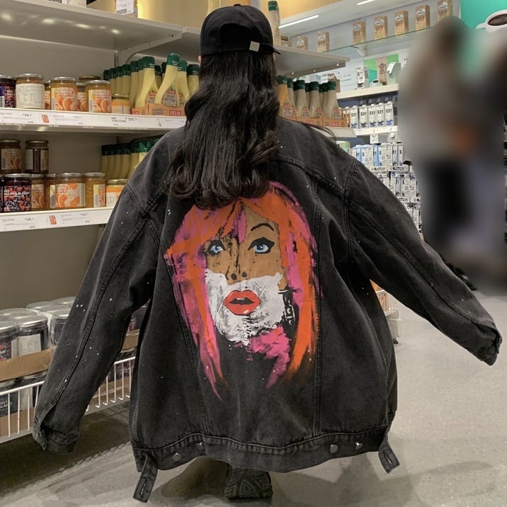 レディース アウター ジャケット デニムジャケット Gジャン バックプリント グラフィックペイント レディース アウター ジャケット デニムジャケット Gジャン バックプリント グラフィックペイント