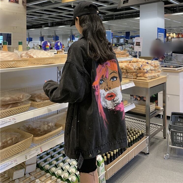 レディース アウター ジャケット デニムジャケット Gジャン バックプリント グラフィックペイント レディース アウター ジャケット デニムジャケット Gジャン バックプリント グラフィックペイント