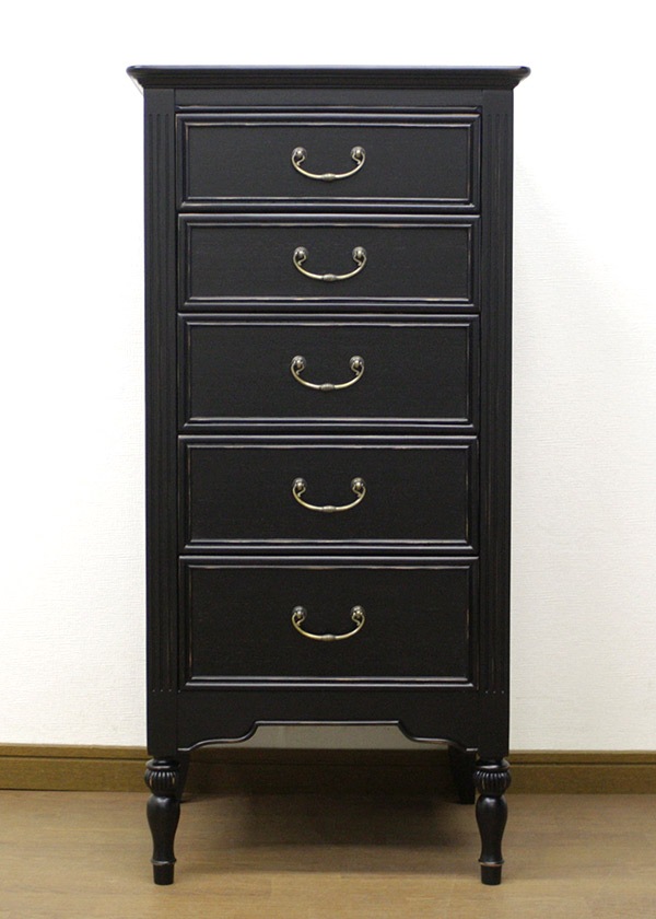 チェスト 5段 アンティーク調 ノワール 幅45cm 開梱設置 チェスト 5段 アンティーク調 ノワール 幅45cm 開梱設置