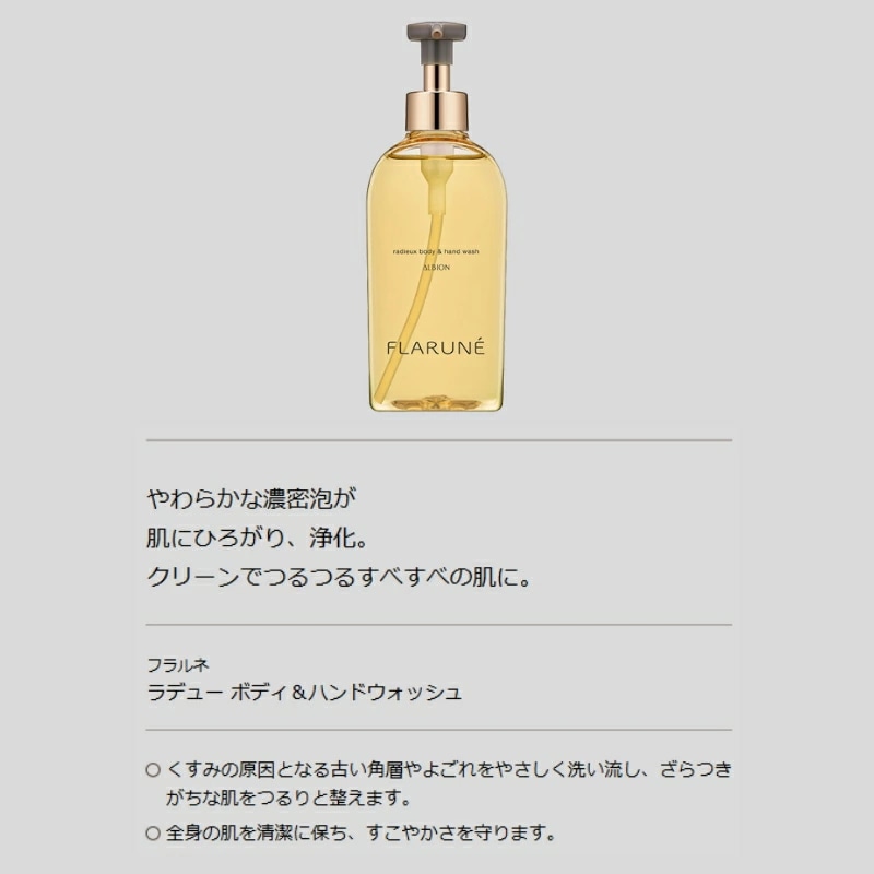 フラルネ ラデュー ボディ＆ハンドウォッシュ 250ml + ボディミルク 250g スキンケアセット ボディケア つるつるすべすべの肌に クリアにツヤめくやわもちボディへ 浄化 清潔 浸透