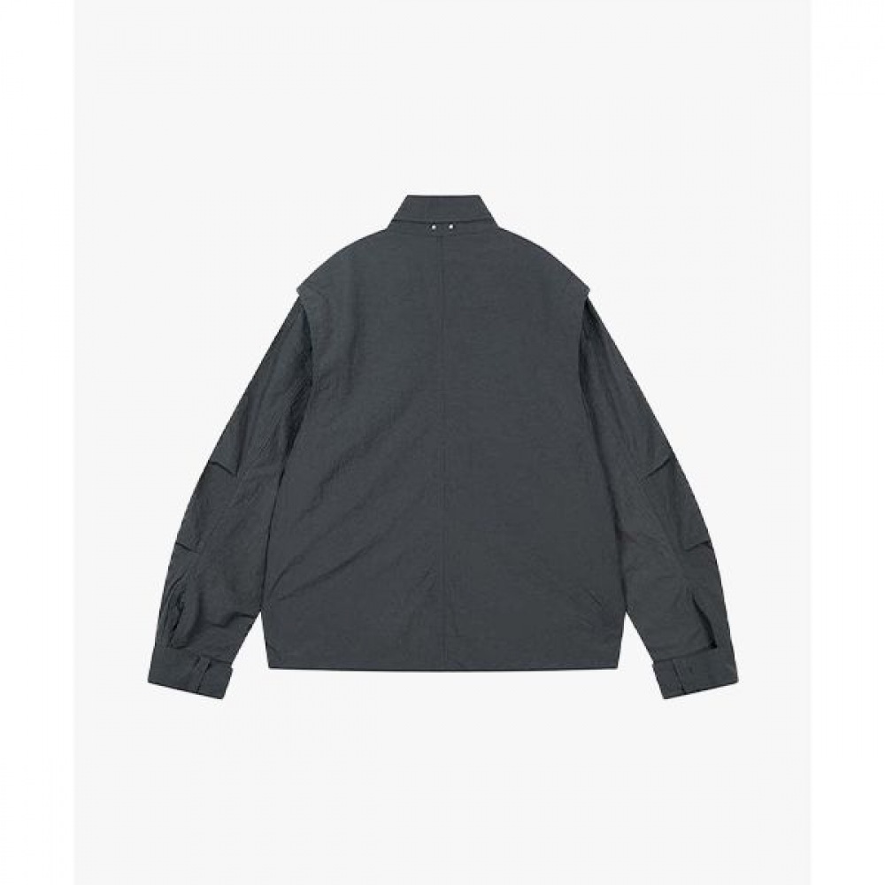 [リバークラッシュ] LKS22305チャコールオーバーフィットスタンレーナイロンジャンパー