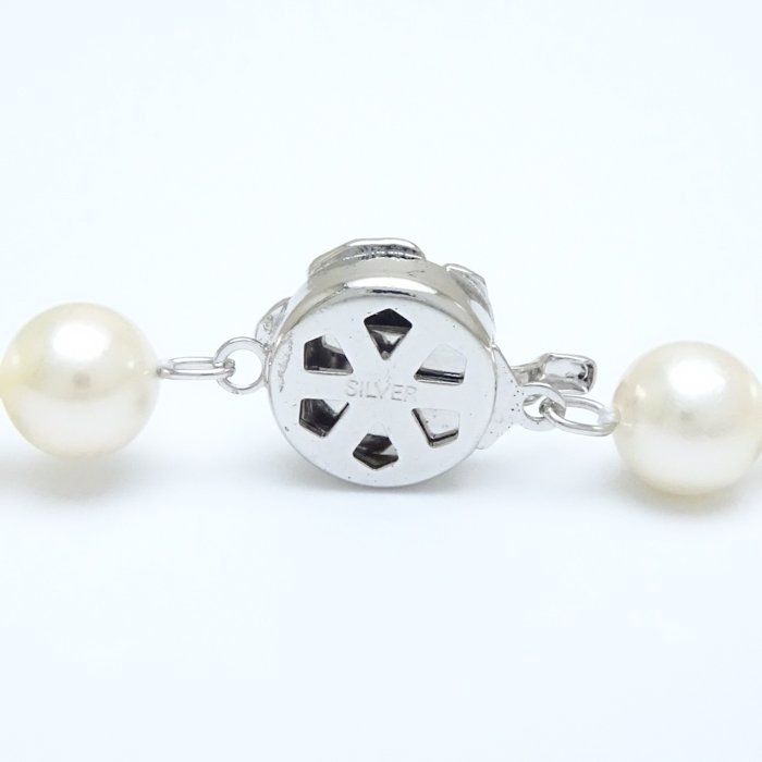 パール ネックレス あこや真珠8.0~8.2ミリ 43.5cm シルバー/75317【中古】 パール ネックレス あこや真珠8.0~8.2ミリ 43.5cm シルバー/75317【中古】