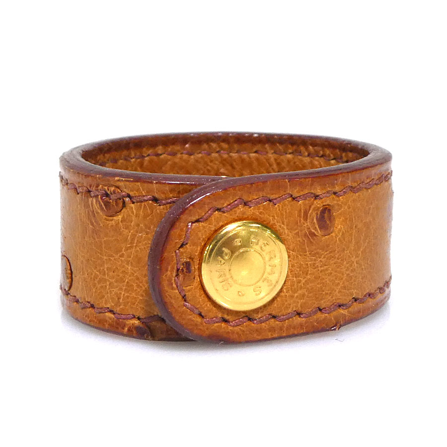 エルメス HERMES グローブホルダー オーストリッチ/メタル ブラウン ユニセックス h30701a