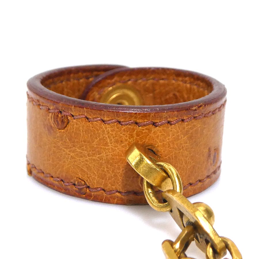 エルメス HERMES グローブホルダー オーストリッチ/メタル ブラウン ユニセックス h30701a
