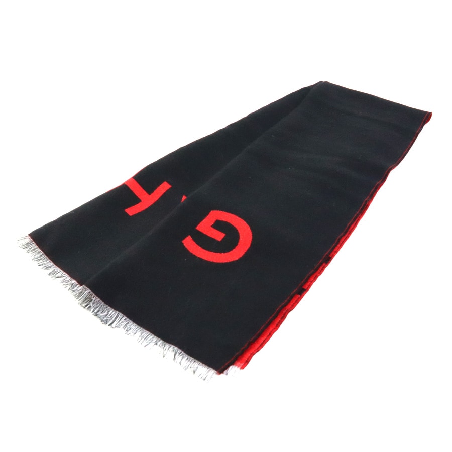 ジバンシィ GIVENCHY マフラー ウール/シルク ブラック×レッド ユニ