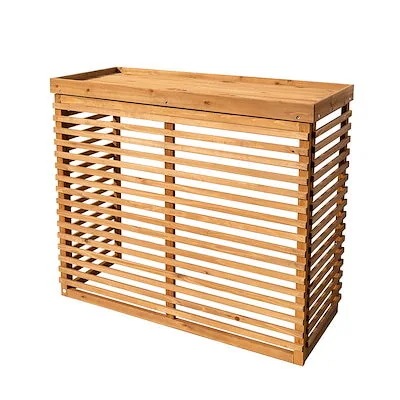 【国内即日発送】【収納庫なし】エアコン室外機カバー 天然木 エアコン 日よけ 棚 収納 ラック 室外機カバー ワイド 目隠し ベランダ 庭 屋外 雪 除け おしゃれ【ナチュラルブラウン】