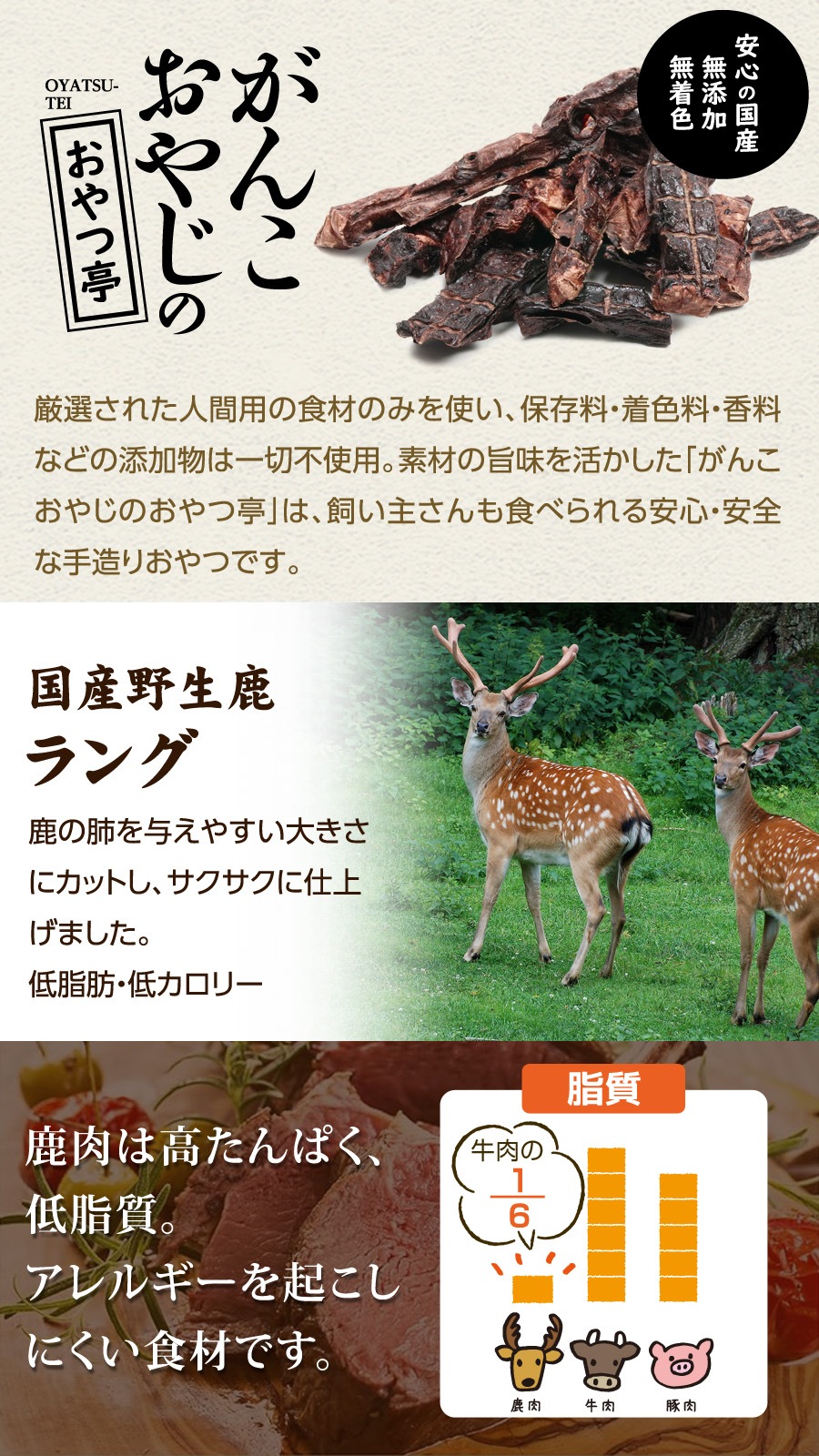 シュープリーム 1.1kg×2袋【国産鹿ラング(お試しサイズ)付き】