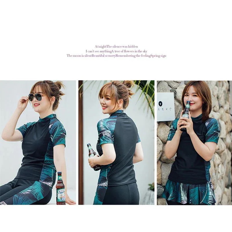 大人 き競技競泳 ぽっちゃり 温泉 水着 スカート付 セパレート 3点セット 水着 フィットネス 体型カバー 海水浴 半袖 レディース ママ水着 水着 大きいサイズ