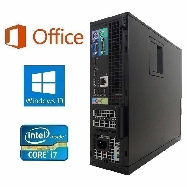 【動画編集用PC】DELL 7010 デル Windows10 Office2016 Core i7-3770 SSD:480GB メモリ:16GB & PQI USB指紋認証キー Windows H