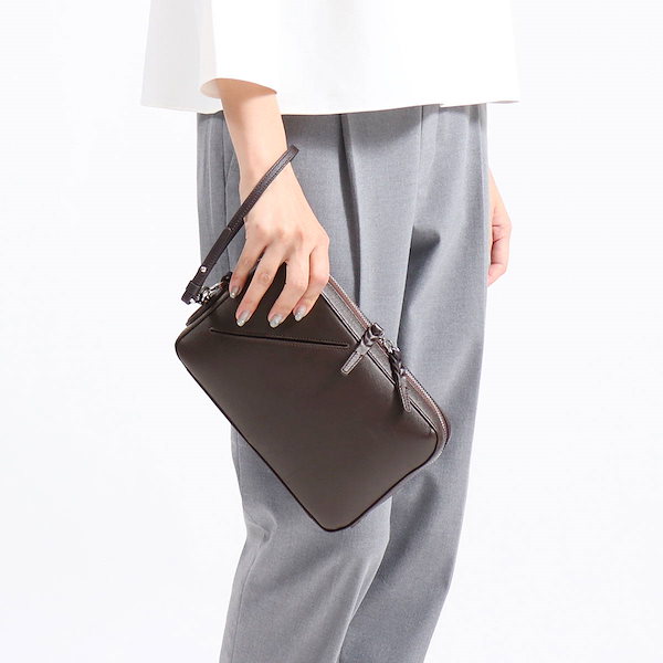 ピーアイディー] 角丸型レザークラッチバッグ PAP152 コン