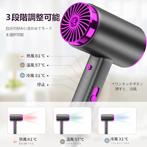 色：gray ドライヤー 大風量 速乾 静音 超軽量 人気 ランキング 1200W 携帯 ヘアドライ