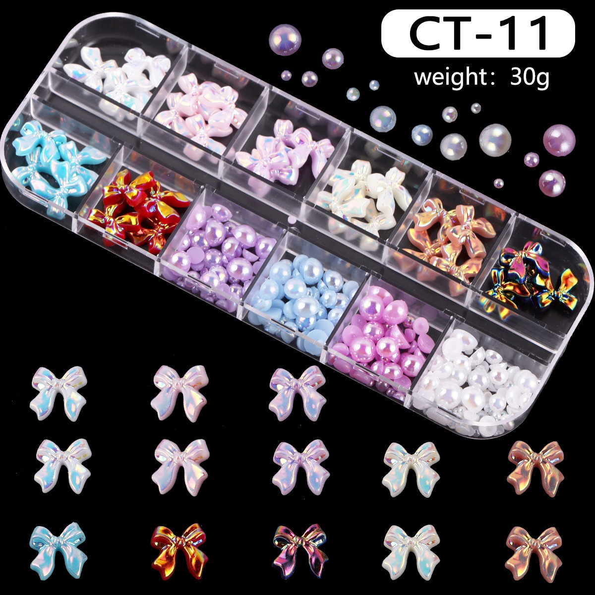 【1点ご購入 で10点プレゼントいたします】12マスボックスネイルリボンリボンリボンバレエ風合金蝶アクセサリーdiyアクセサリー