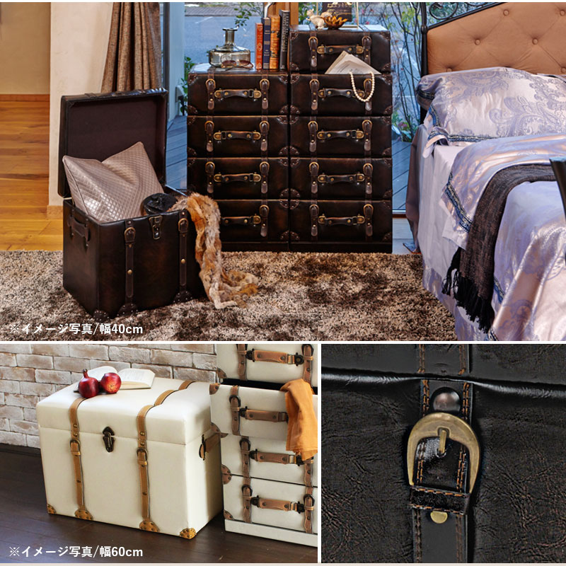 トランク風収納シリーズ [ts120881] 収納スツール 幅120cm ライトブラウン