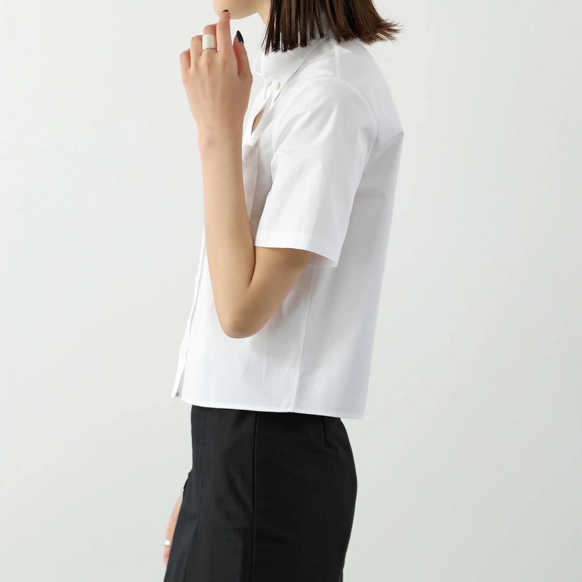 PRADA プラダ ポプリン シャツ P419G 1XV2 レディース コットン 半袖 胸ポケット トライアングルロゴ F0009/BIANCO PRADA プラダ ポプリン シャツ P419G 1XV2 レディース コットン 半袖 胸ポケット トライアングルロゴ F0009/BIANCO