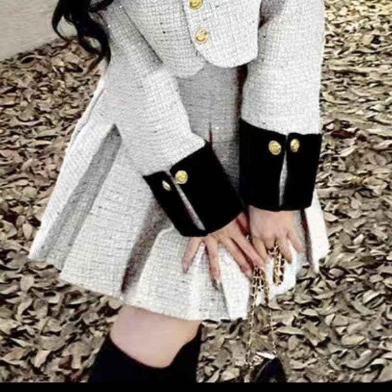 ハイエンドのカスタマイズ-Xiaoxiangfeng ファッションスーツ女性の秋冬服 2024 小さな人々のための新しいスタイルセレブのためのツーピースドレスの完全なセット