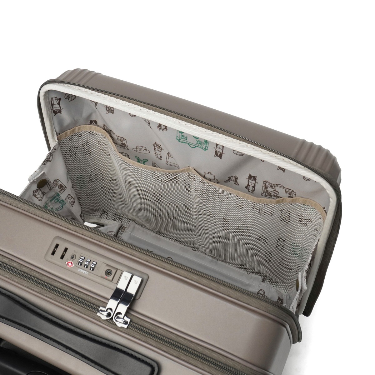 正規品10年保証 スーツケース 機内持ち込み かわいい ストッパー付き TSA フロントオープン フロントポケット 40L 3泊4日ネコ柄 HAyU×ace. HAyU セダム 09081_16
