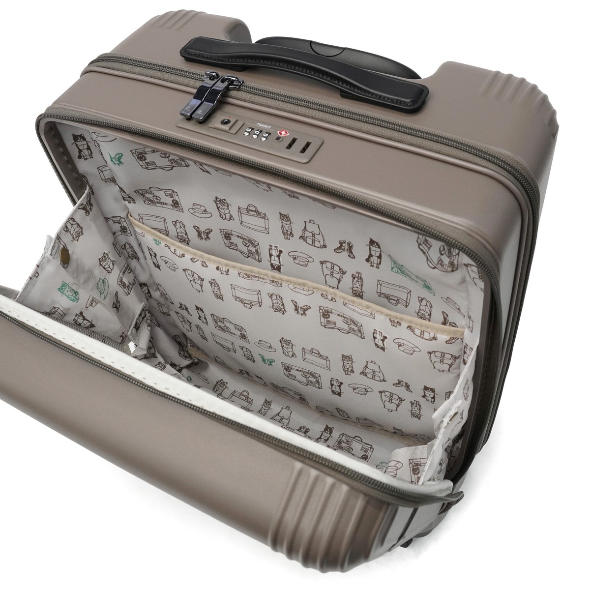 正規品10年保証 スーツケース 機内持ち込み かわいい ストッパー付き TSA フロントオープン フロントポケット 40L 3泊4日ネコ柄 HAyU×ace. HAyU セダム 09081_17