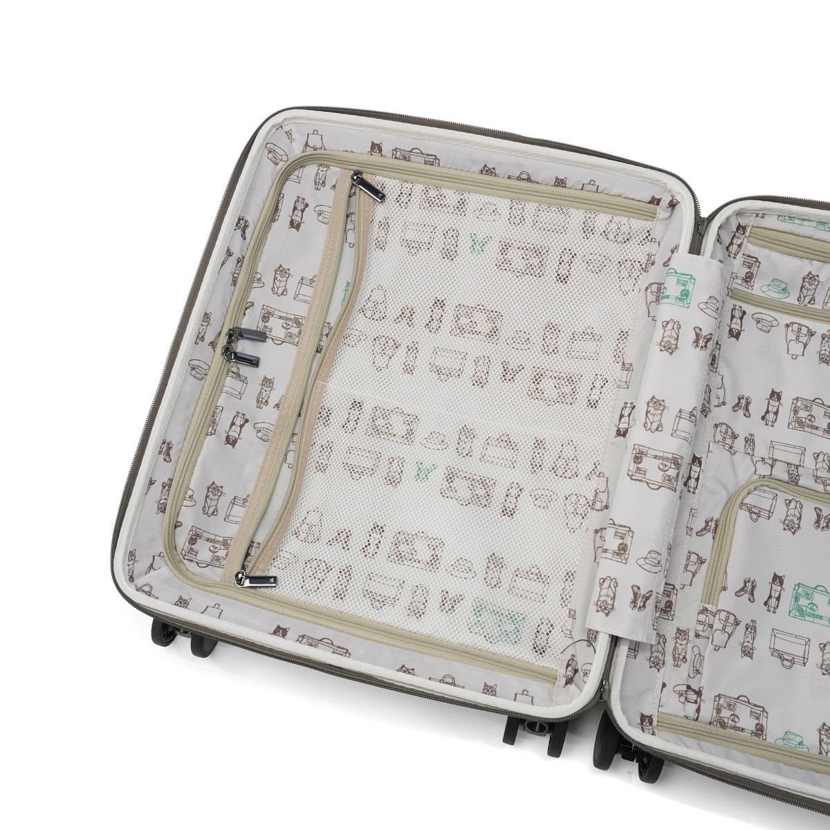 正規品10年保証 スーツケース 機内持ち込み かわいい ストッパー付き TSA フロントオープン フロントポケット 40L 3泊4日ネコ柄 HAyU×ace. HAyU セダム 09081_18