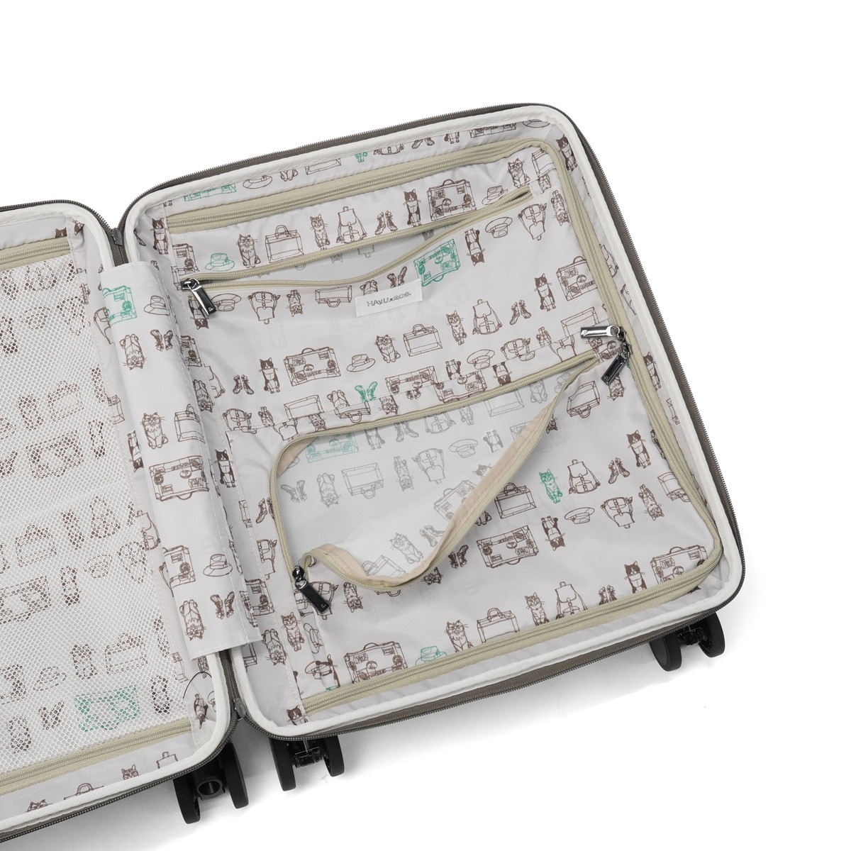 正規品10年保証 スーツケース 機内持ち込み かわいい ストッパー付き TSA フロントオープン フロントポケット 40L 3泊4日ネコ柄 HAyU×ace. HAyU セダム 09081_19